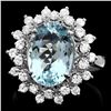 Image 1 : 14K WHITE GOLD 4.35CT AQUAMARINE 0.77CT DIAMOND RING