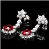 Image 2 : 14K WHITE GOLD 5.00CT RUBY 2.50CT DIAMOND EARRINGS