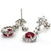 Image 3 : 14K WHITE GOLD 5.00CT RUBY 2.50CT DIAMOND EARRINGS