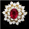 Image 1 : 14K YELLOW GOLD 1.50CT TOURMALINE 2.10CT DIAMOND RING
