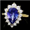 Image 1 : 14K YELLOW GOLD 3.50CT TANZANITE 1.10CT DIAMOND RING