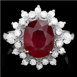 14K WHITE GOLD 4.5CT RUBY 0.75CT DIAMOND RING