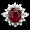 Image 1 : 14K WHITE GOLD 4.5CT RUBY 0.75CT DIAMOND RING