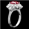 Image 2 : 14K WHITE GOLD 4.5CT RUBY 0.75CT DIAMOND RING