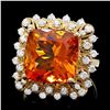 Image 1 : 14K YELLOW GOLD 10.00CT CITRINE 1.00CT DIAMOND RING