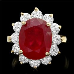 14K YELLOW GOLD 8.00CT RUBY 2.00CT DIAMOND RING