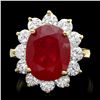 Image 1 : 14K YELLOW GOLD 8.00CT RUBY 2.00CT DIAMOND RING