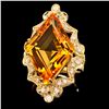 Image 1 : 14K YELLOW GOLD 16.00CT CITRINE 1.00CT DIAMOND RING