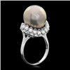 Image 2 : 14K WHITE GOLD 14MM PEARL 0.70CT DIAMOND RING