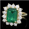 Image 1 : 18K YELLOW GOLD 3.50CT EMERALD 1.30CT DIAMOND RING