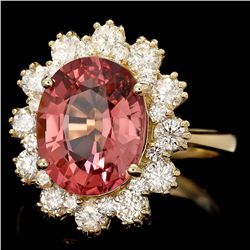 14K YELLOW GOLD 5CT TOURMALINE 1.20CT DIAMOND RING