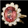 Image 1 : 14K YELLOW GOLD 5CT TOURMALINE 1.20CT DIAMOND RING