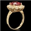 Image 2 : 14K YELLOW GOLD 5CT TOURMALINE 1.20CT DIAMOND RING