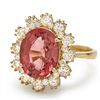 Image 3 : 14K YELLOW GOLD 5CT TOURMALINE 1.20CT DIAMOND RING