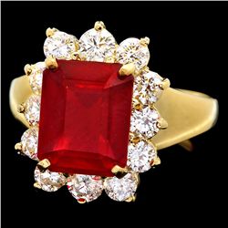 14K YELLOW GOLD 5.00CT RUBY 1.25CT DIAMOND RING