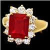 Image 1 : 14K YELLOW GOLD 5.00CT RUBY 1.25CT DIAMOND RING