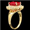 Image 2 : 14K YELLOW GOLD 5.00CT RUBY 1.25CT DIAMOND RING