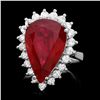 Image 1 : 14K WHITE GOLD 13.00CT RUBY 1.10CT DIAMOND RING