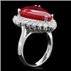 Image 2 : 14K WHITE GOLD 13.00CT RUBY 1.10CT DIAMOND RING