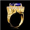 Image 2 : 14K YELLOW GOLD 7.40CT TANZANITE 2.20CT DIAMOND RING