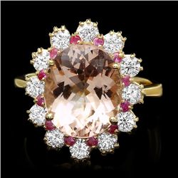 14K YELLOW GOLD 4.70CT MORGANITE 1.00CT DIAMOND RING