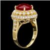 Image 2 : 14K YELLOW GOLD 6.00CT RUBY 0.80CT DIAMOND RING