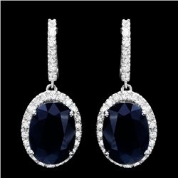 14K WHITE GOLD 14CT SAPPHIRE 1.50CT DIAMOND EARRINGS