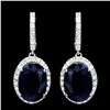 Image 1 : 14K WHITE GOLD 14CT SAPPHIRE 1.50CT DIAMOND EARRINGS