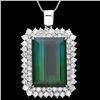 Image 1 : 18K WHITE GOLD 27.00CT TOURMALINE 4.40CT DIAMOND PENDANT