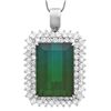 Image 2 : 18K WHITE GOLD 27.00CT TOURMALINE 4.40CT DIAMOND PENDANT