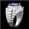 Image 2 : 14K WHITE GOLD 8.00CT SAPPHIRE 0.70CT DIAMOND MENS RING