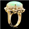 Image 2 : 14K YELLOW GOLD 14.50CT OPAL 0.80CT DIAMOND RING