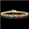 Image 1 : 14K YELLOW GOLD 11CT SAPPHIRE 1.4CT DIAMOND BRACELET
