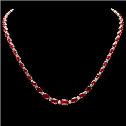 14K YELLOW GOLD 24.00CT RUBY 1.00CT DIAMOND NECKLACE