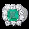 Image 1 : 18K WHITE GOLD 2.00CT EMERALD 2.60CT DIAMOND RING