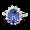 Image 1 : 14K WHITE GOLD 3.50CT TANZANITE 1.00CT DIAMOND RING