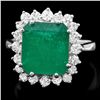 Image 1 : 14K WHITE GOLD 4CT EMERALD 0.80CT DIAMOND RING