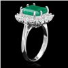 Image 2 : 14K WHITE GOLD 4CT EMERALD 0.80CT DIAMOND RING