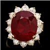 Image 1 : 14K YELLOW GOLD 15.00CT RUBY 1.70CT DIAMOND RING