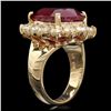 Image 2 : 14K YELLOW GOLD 15.00CT RUBY 1.70CT DIAMOND RING