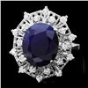 Image 1 : 14K WHITE GOLD 9.00CT SAPPHIRE 0.85CT DIAMOND RING