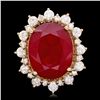 Image 1 : 14K YELLOW GOLD 21.00CT RUBY 2.00CT DIAMOND RING