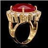 Image 2 : 14K YELLOW GOLD 21.00CT RUBY 2.00CT DIAMOND RING