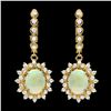 Image 1 : 14K YELLOW GOLD 3.00CT OPAL 1.65CT DIAMOND EARRINGS