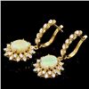 Image 2 : 14K YELLOW GOLD 3.00CT OPAL 1.65CT DIAMOND EARRINGS