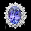 Image 1 : 14K WHITE GOLD 12.50CT TANZANITE 2.50CT DIAMOND RING