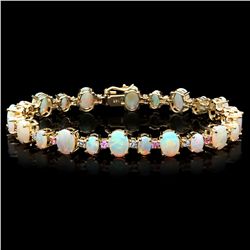 14K YELLOW GOLD 12.00CT OPAL 0.85CT DIAMOND BRACELET