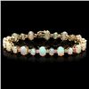 Image 1 : 14K YELLOW GOLD 12.00CT OPAL 0.85CT DIAMOND BRACELET