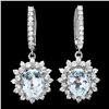 Image 1 : 14K WHITE GOLD 8CT AQUAMARINE 1.9CT DIAMOND EARRINGS