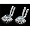 Image 2 : 14K WHITE GOLD 8CT AQUAMARINE 1.9CT DIAMOND EARRINGS